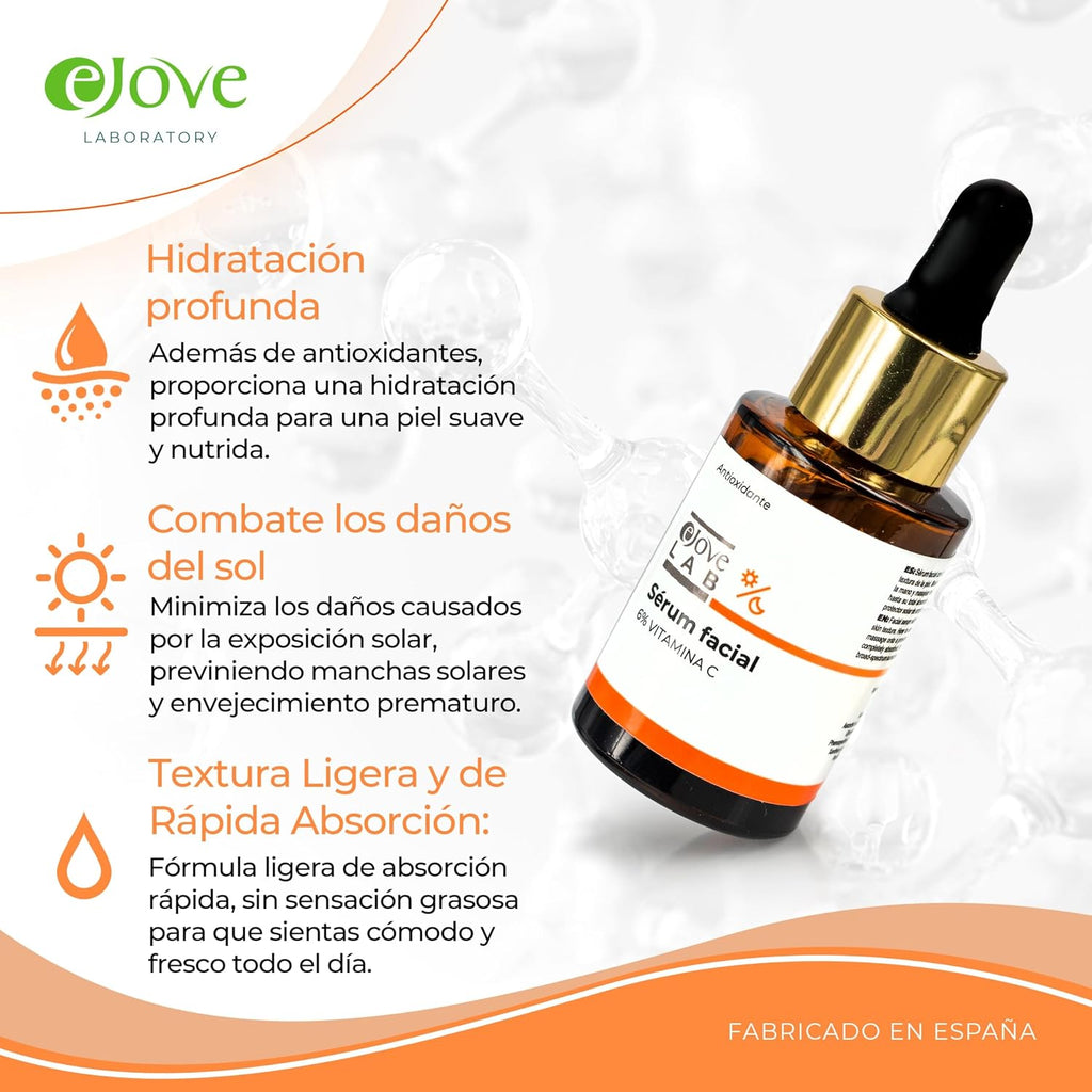 Serum Facial Vitamina C - Hidratante Facial, Antiarrugas, Antimanchas Para La Cara - Serum Contorno Ojos Antiojeras Mujer Y Hombre - Vitamina C Serum Facial Skincare Previene Arrugas Y Acne - EJOVE
