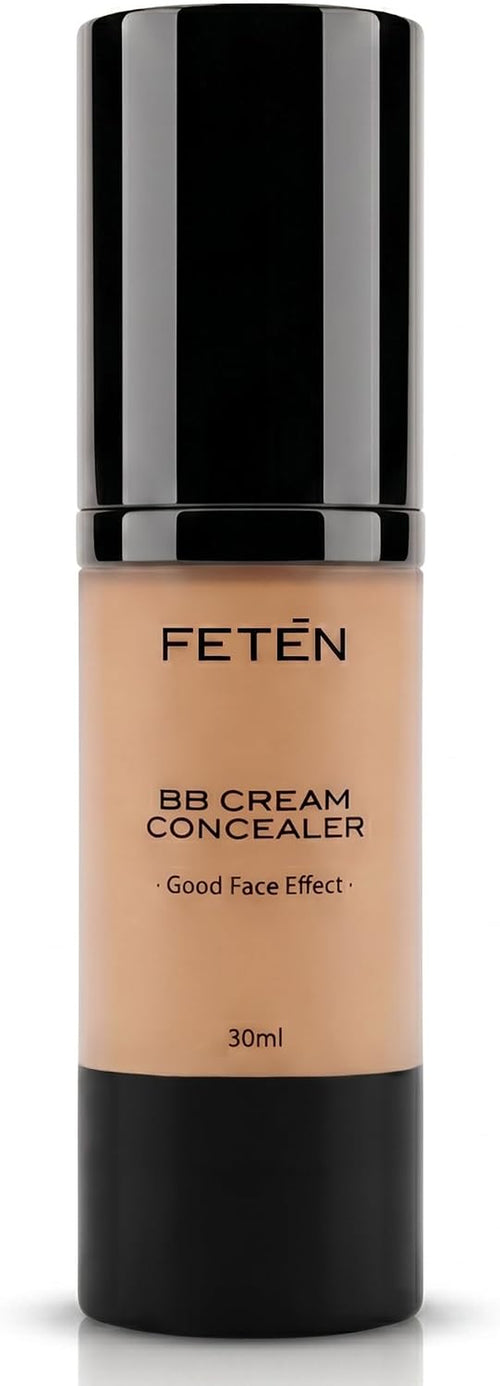 FETEN BB Cream Con Protector Solar - Crema Hidratante Con Color Tono Medio - Corrector Antiojeras - Skincare Base De Maquillaje Facial - Bbcream Antiedad Con Protección Solar Con Ácido Hialurónico