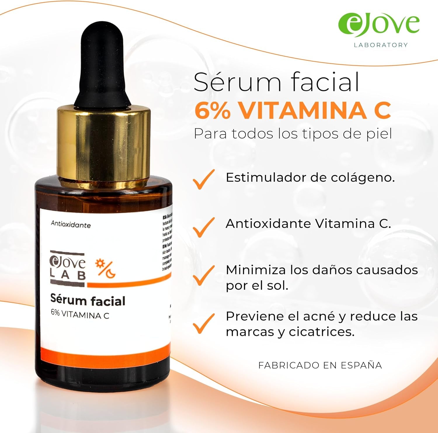 Serum Facial Vitamina C - Hidratante Facial, Antiarrugas, Antimanchas Para La Cara - Serum Contorno Ojos Antiojeras Mujer Y Hombre - Vitamina C Serum Facial Skincare Previene Arrugas Y Acne - EJOVE