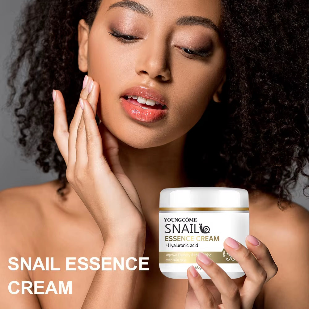 2Pcs Snail Essence Cream with Hyaluronic Acid, Retinol Moisturizing Firming Lightening Repairing Smooth Skincare Whitening Cream