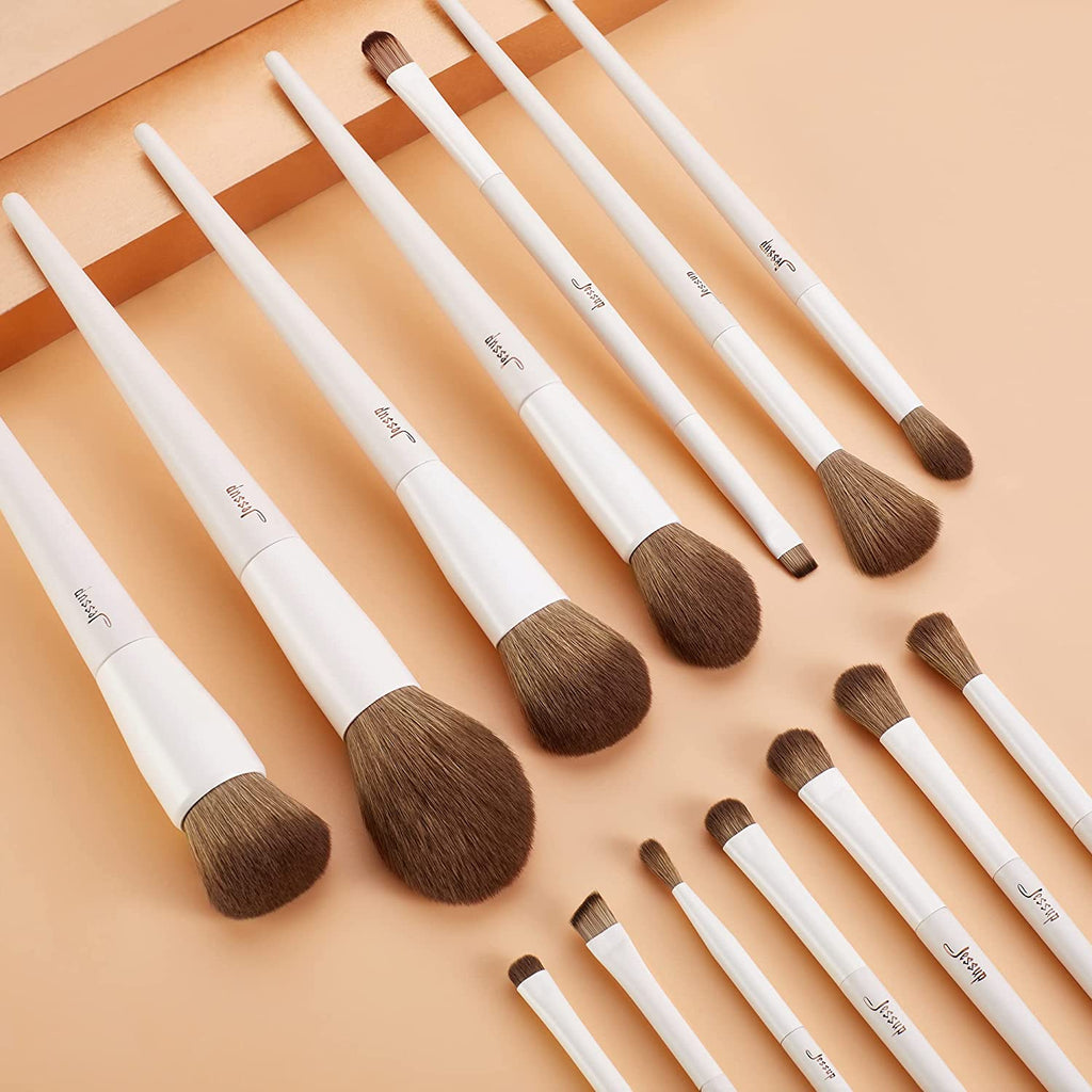 Jessup Brochas De Maquillaje, Set 14 Uds Pinceles Para Rostro Y Ojos, T329