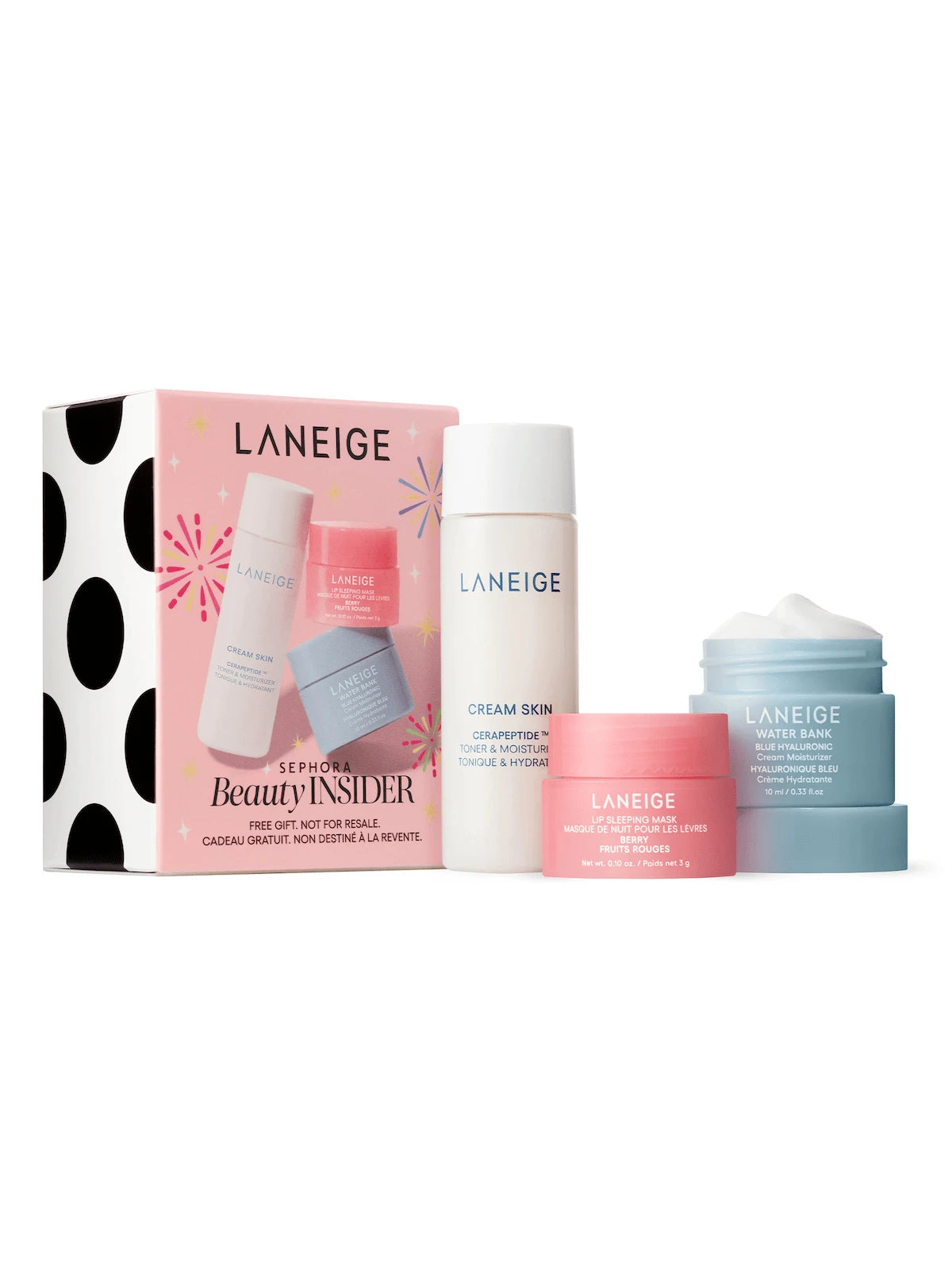 LANEIGE 3PC -LANEIGE Hydration Heroes- Water Bank Mouth Sleeping Mask Cream Skin ,S Ephora Beauty Insider ,Water Bank Moisturizer Mouth Mask LANEIGE - 10Ml / 0.33 Fl.Oz LANEIGE Water Bank Blue Hyaluronic Cream Moisturizer - 25Ml / 0.84 Fl.Oz LANEIGE Cream Skin Cerapeptide Toner & Moisturizer - 3 G / 0.10 Oz LANEIGE Lip Sleeping Mask in Shade Berry"
