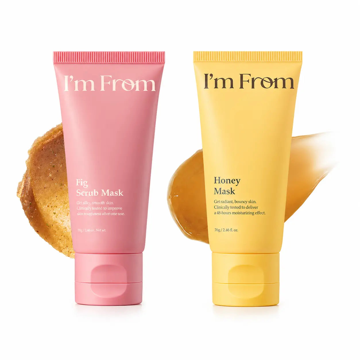 I'M from Fig & Sweet Honey Skincare Duo - Exfoliating Scrub and Nourishing Wash-Off Treatments for Hydrated, Radiant Skin (Korean Beauty)