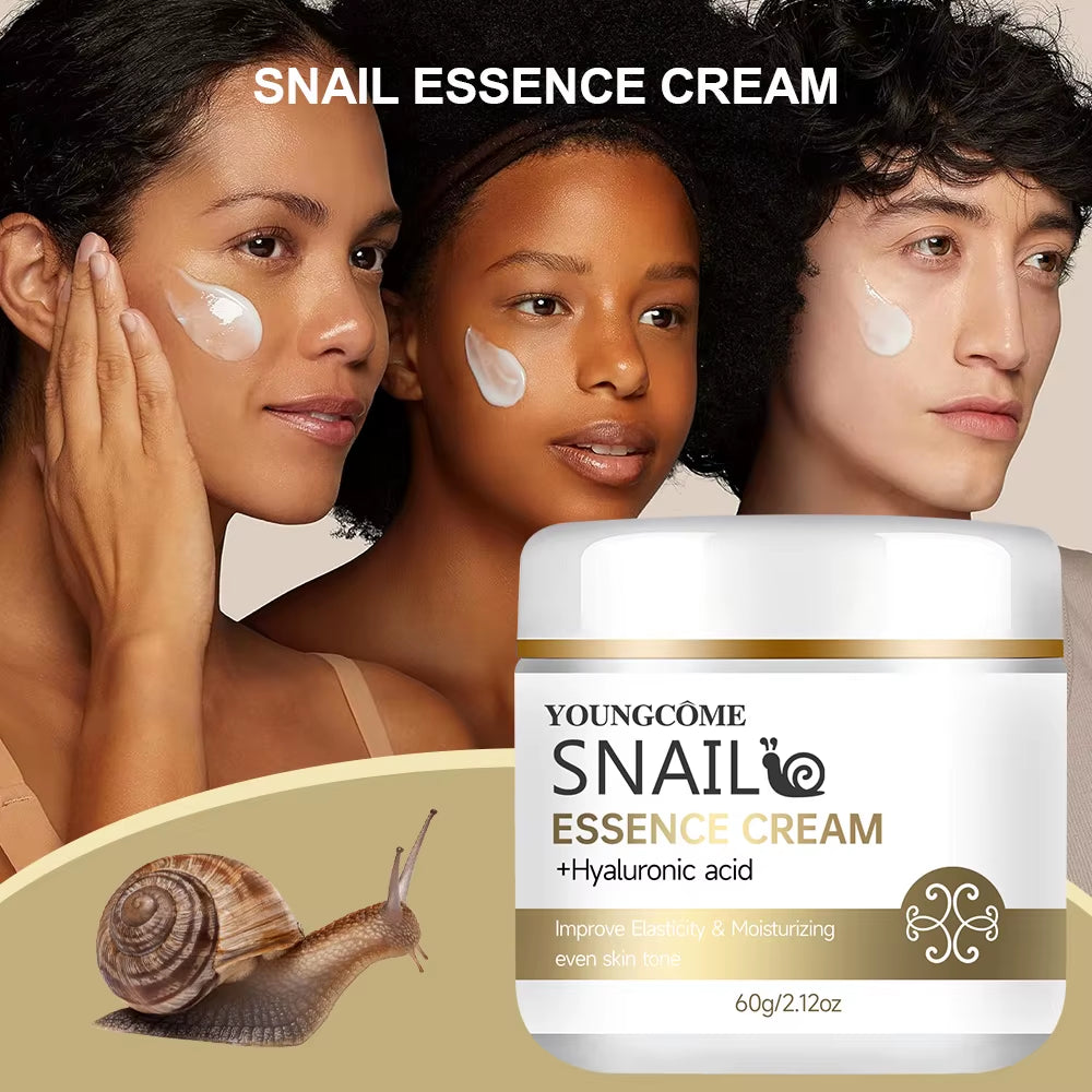 2Pcs Snail Essence Cream with Hyaluronic Acid, Retinol Moisturizing Firming Lightening Repairing Smooth Skincare Whitening Cream