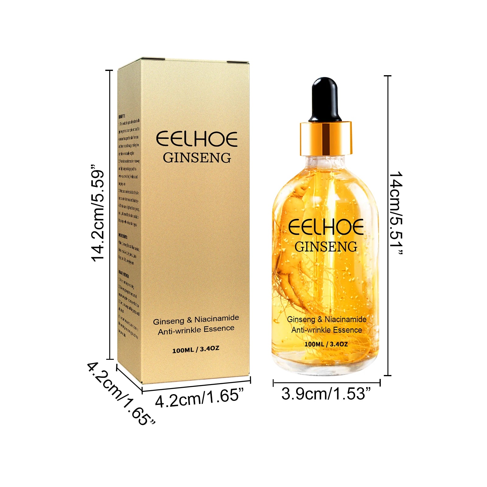 Ginseng Essence anti Wrinkle Lifting Firming Fade Fine Lines Moisturizing Lightening Hyaluronic Acid Niacinamide Facial Serum