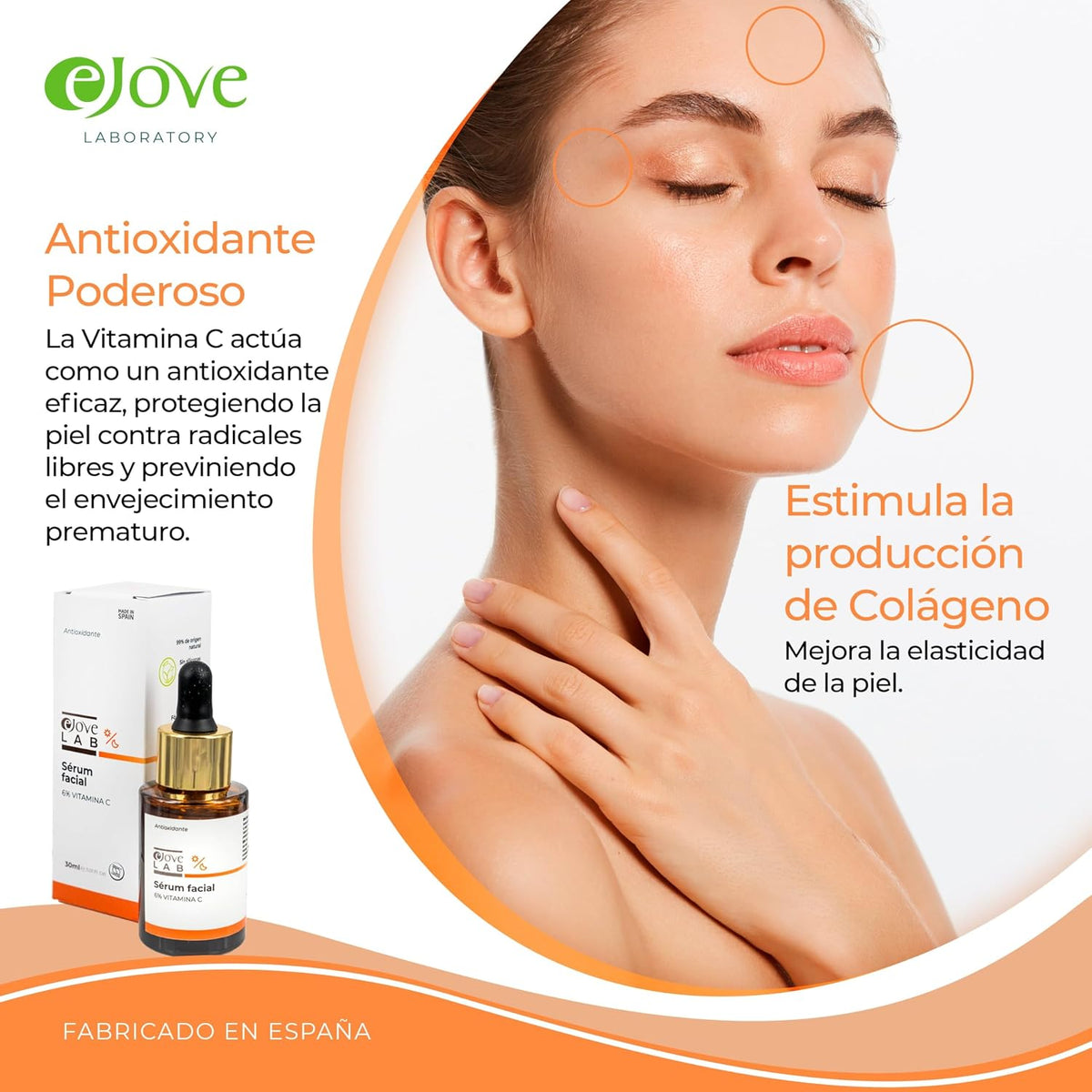 Serum Facial Vitamina C - Hidratante Facial, Antiarrugas, Antimanchas Para La Cara - Serum Contorno Ojos Antiojeras Mujer Y Hombre - Vitamina C Serum Facial Skincare Previene Arrugas Y Acne - EJOVE