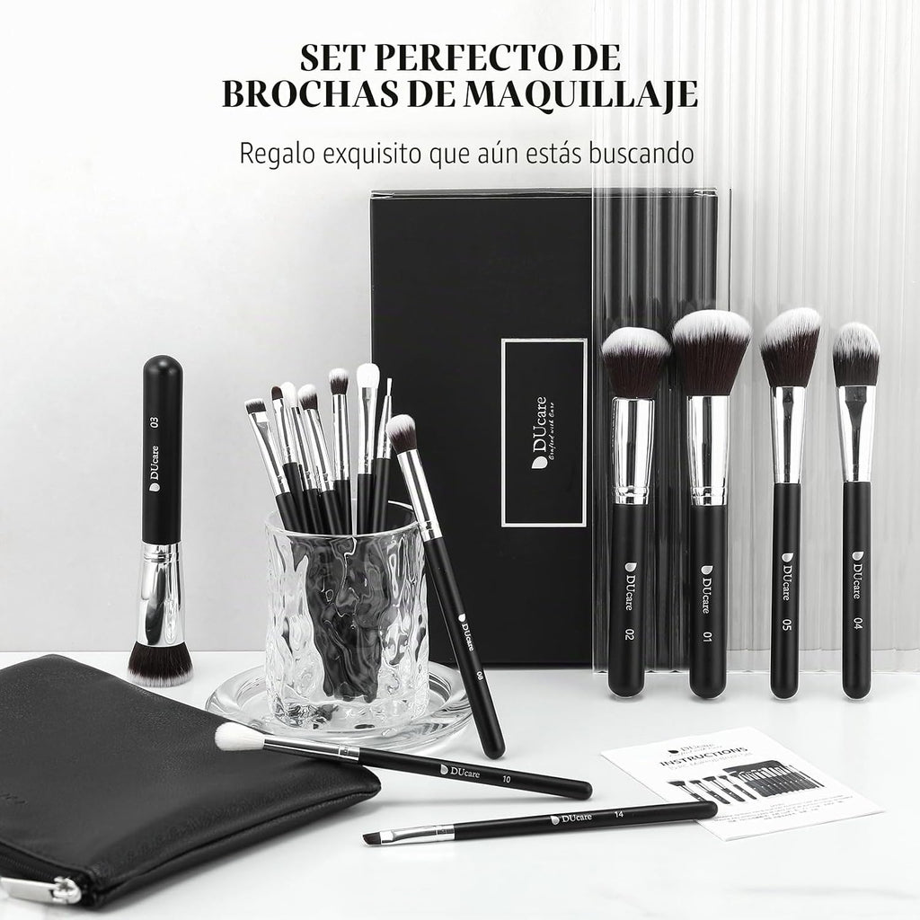 Ducare 15-Piece Makeup Brush Set with Carrying Bag