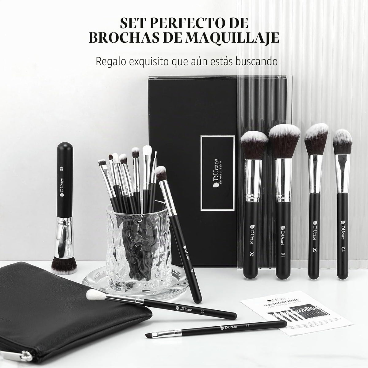 Ducare 15-Piece Makeup Brush Set with Carrying Bag