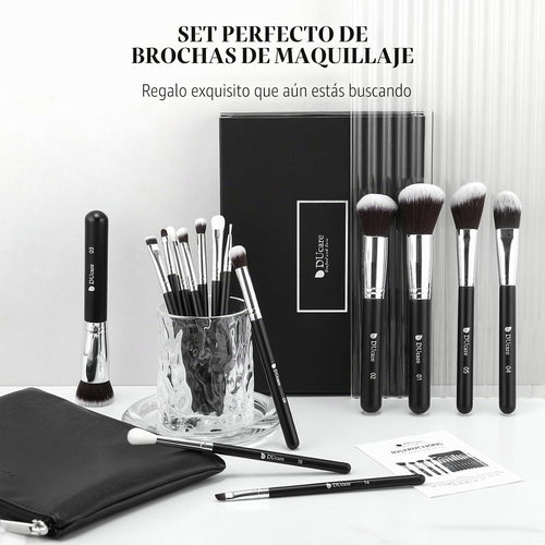 Ducare 15-Piece Makeup Brush Set with Carrying Bag