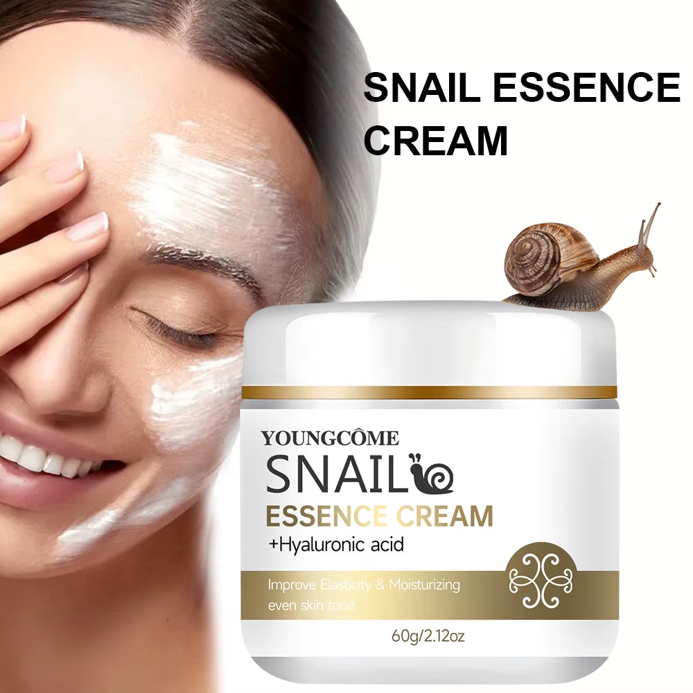 2Pcs Snail Essence Cream with Hyaluronic Acid, Retinol Moisturizing Firming Lightening Repairing Smooth Skincare Whitening Cream