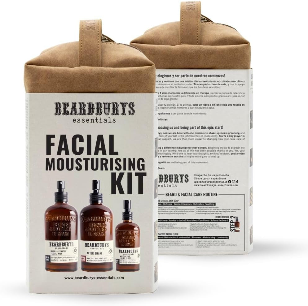 Beardburys Essentials Pack Cuidado Facial Hombre Diario Skincare (Facial Mousturising Kit)