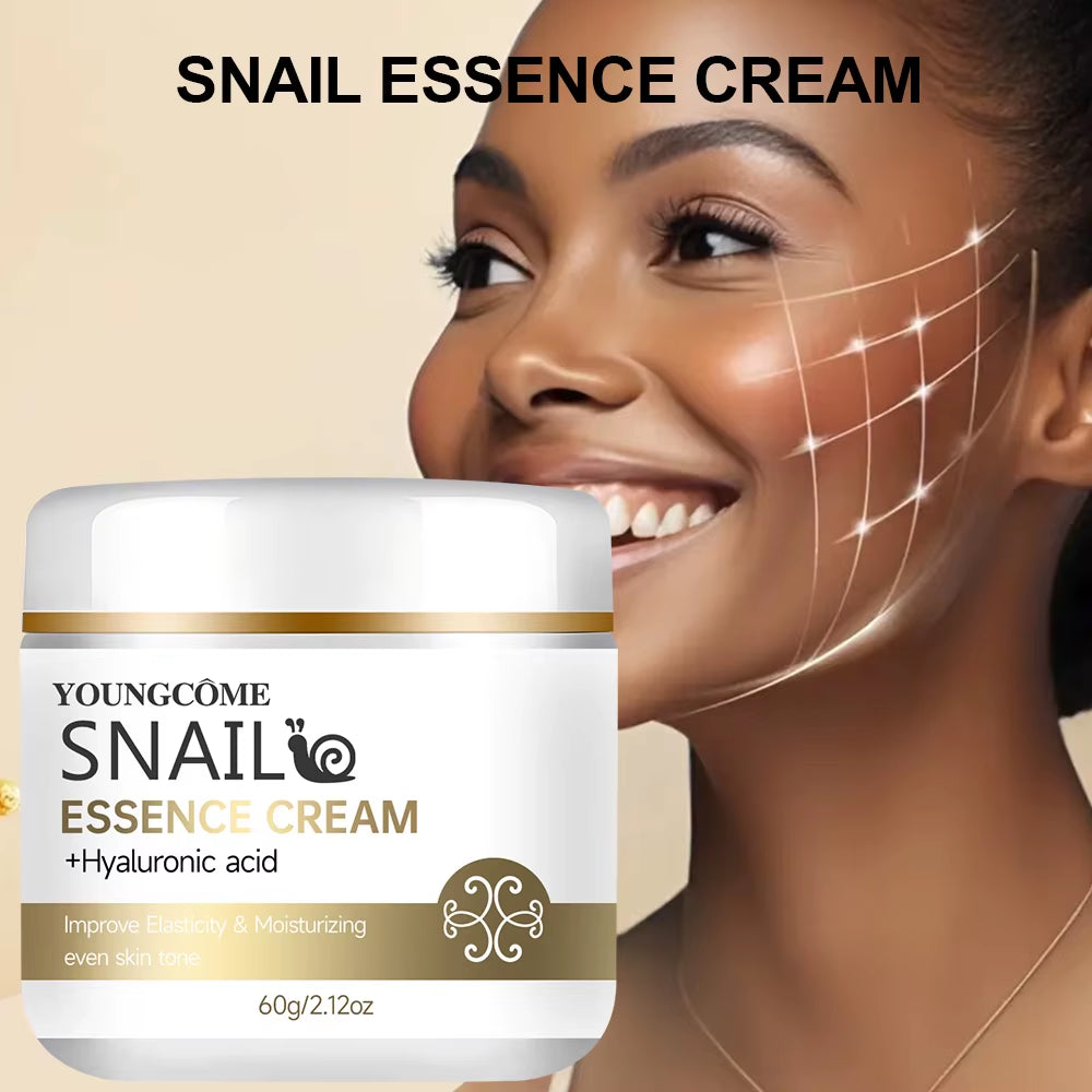 2Pcs Snail Essence Cream with Hyaluronic Acid, Retinol Moisturizing Firming Lightening Repairing Smooth Skincare Whitening Cream