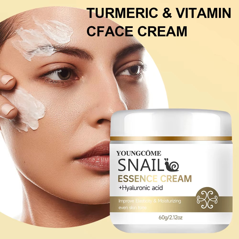 2Pcs Snail Essence Cream with Hyaluronic Acid, Retinol Moisturizing Firming Lightening Repairing Smooth Skincare Whitening Cream