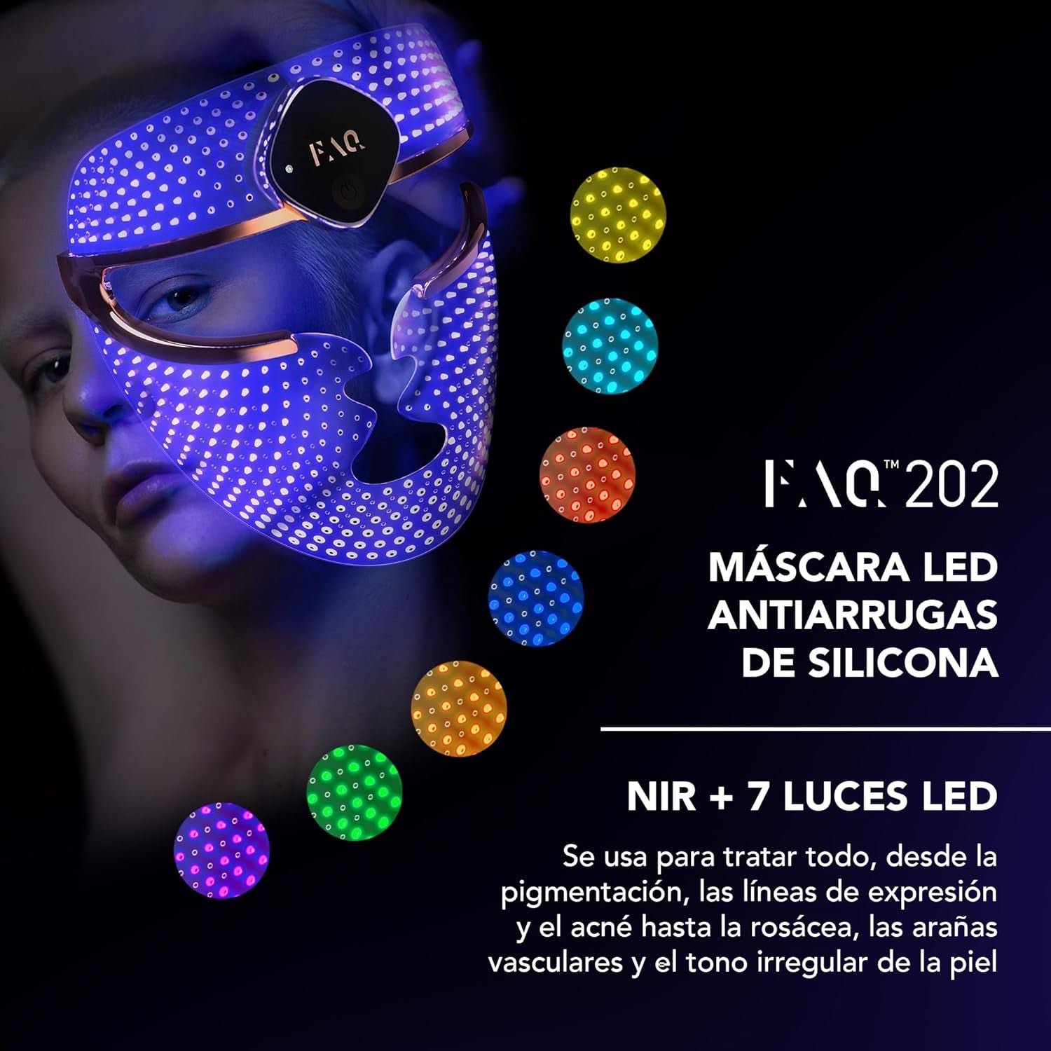 FAQ 202 Mascarilla LED + Sérum De Luz Roja + Pack De Parches De Microagujas