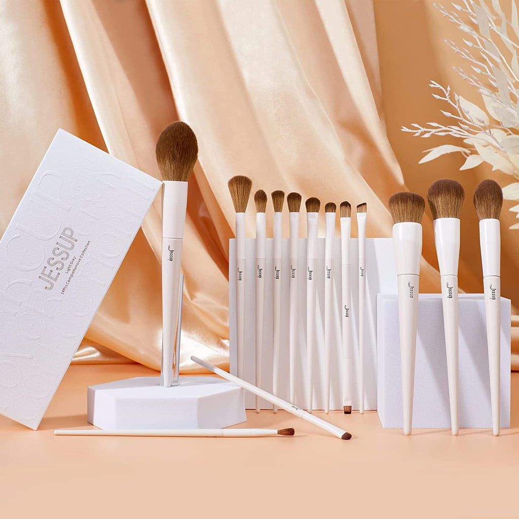 Jessup Brochas De Maquillaje, Set 14 Uds Pinceles Para Rostro Y Ojos, T329