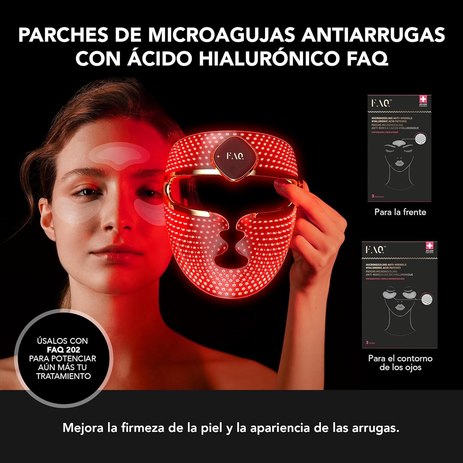 FAQ 202 Mascarilla LED + Sérum De Luz Roja + Pack De Parches De Microagujas