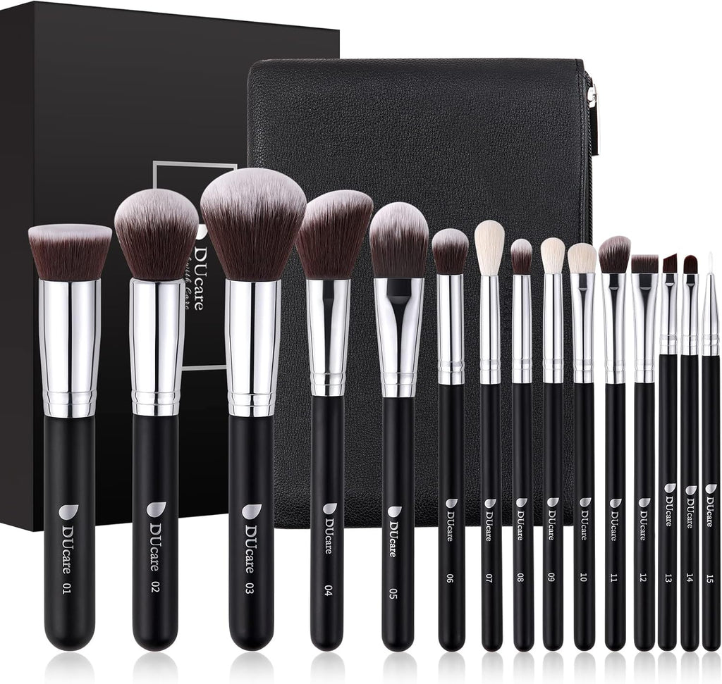 Ducare 15-Piece Makeup Brush Set with Carrying Bag