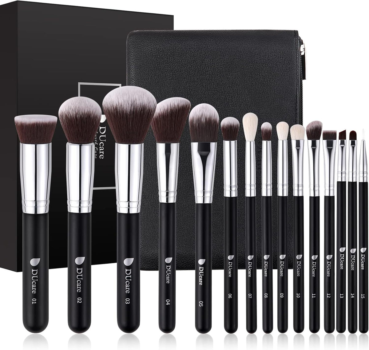 Ducare 15-Piece Makeup Brush Set with Carrying Bag