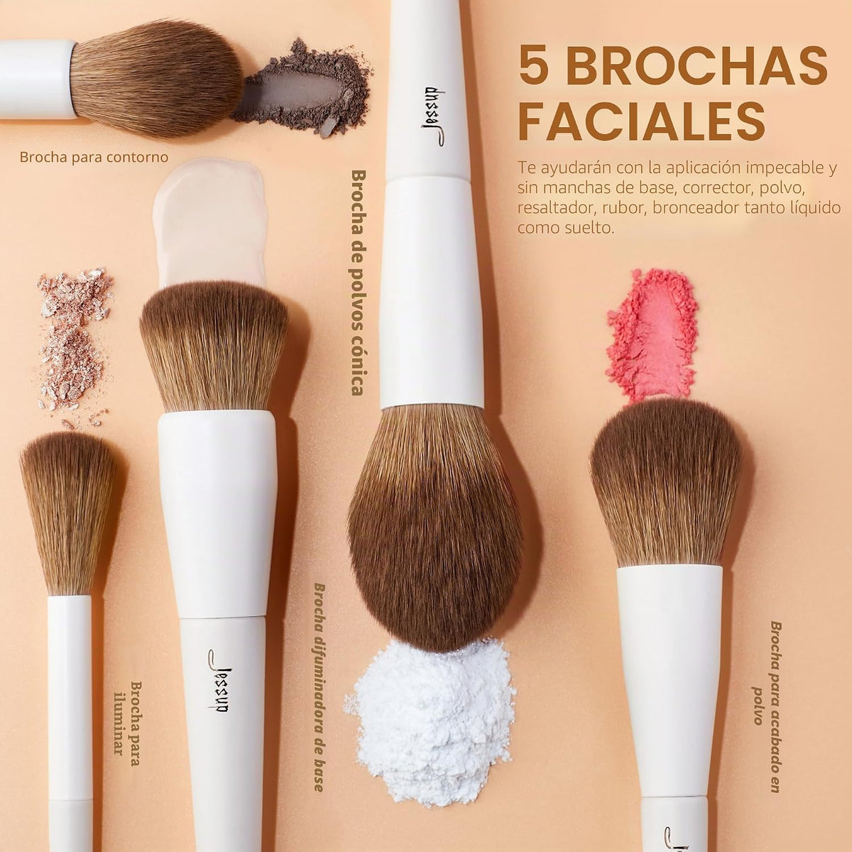 Jessup Brochas De Maquillaje, Set 14 Uds Pinceles Para Rostro Y Ojos, T329